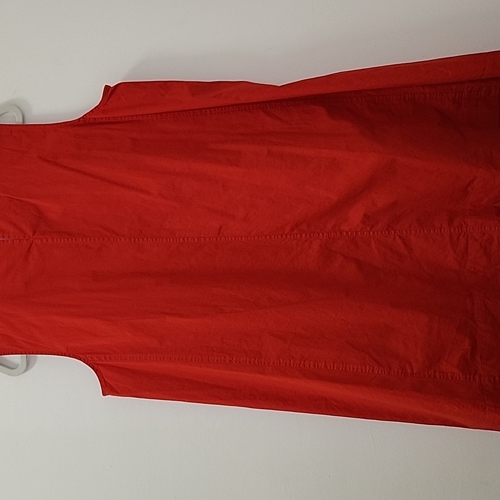 Eileen Fisher Poplin Dress  96% Organic Cotton Stretch Red  Sleeveless SZ Large - Picture 11 of 16